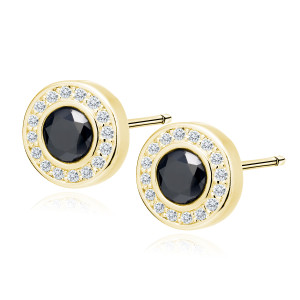 Cercei argint placati cu aur galben cu piatra neagra DiAmanti Z1084EG_B-DIA (Argint 925‰ 2,6 g.)
